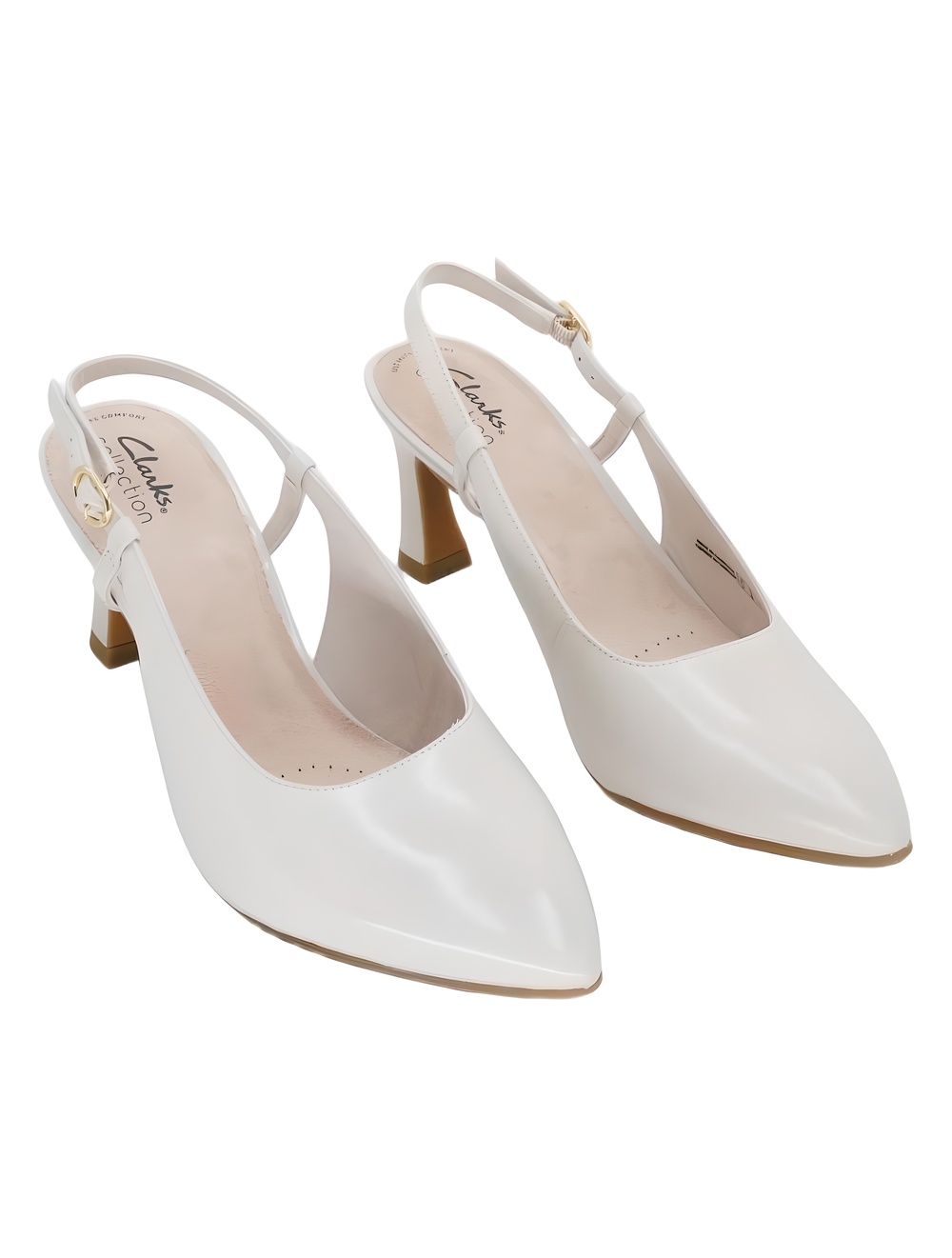 Clarks Tammitha Strap Off White Leather Slingback Pointed Toe Pumps Size 9.5W